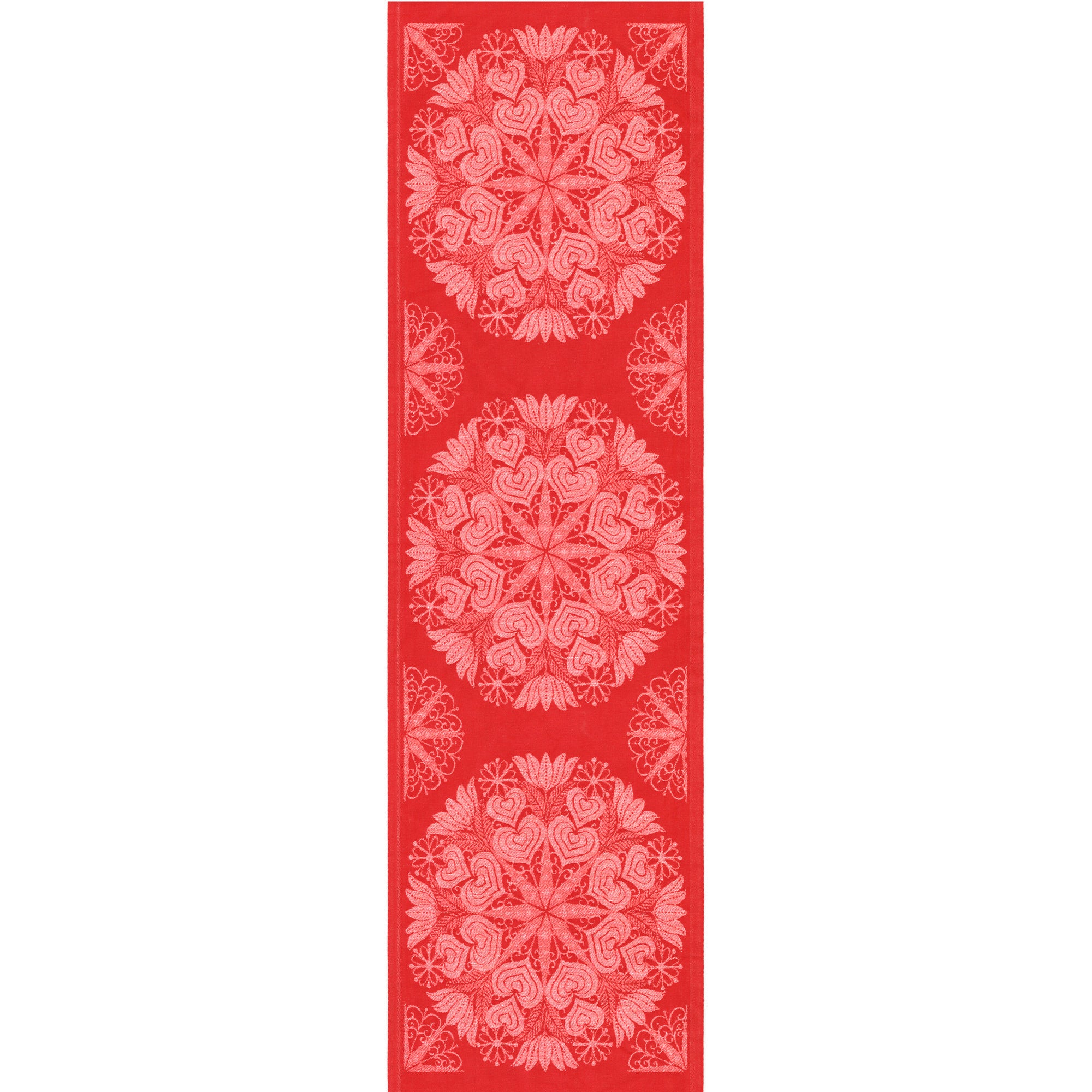 Bordslöpare Hjärtbo 35x120 cm röd. Ekologisk bomull & lin
