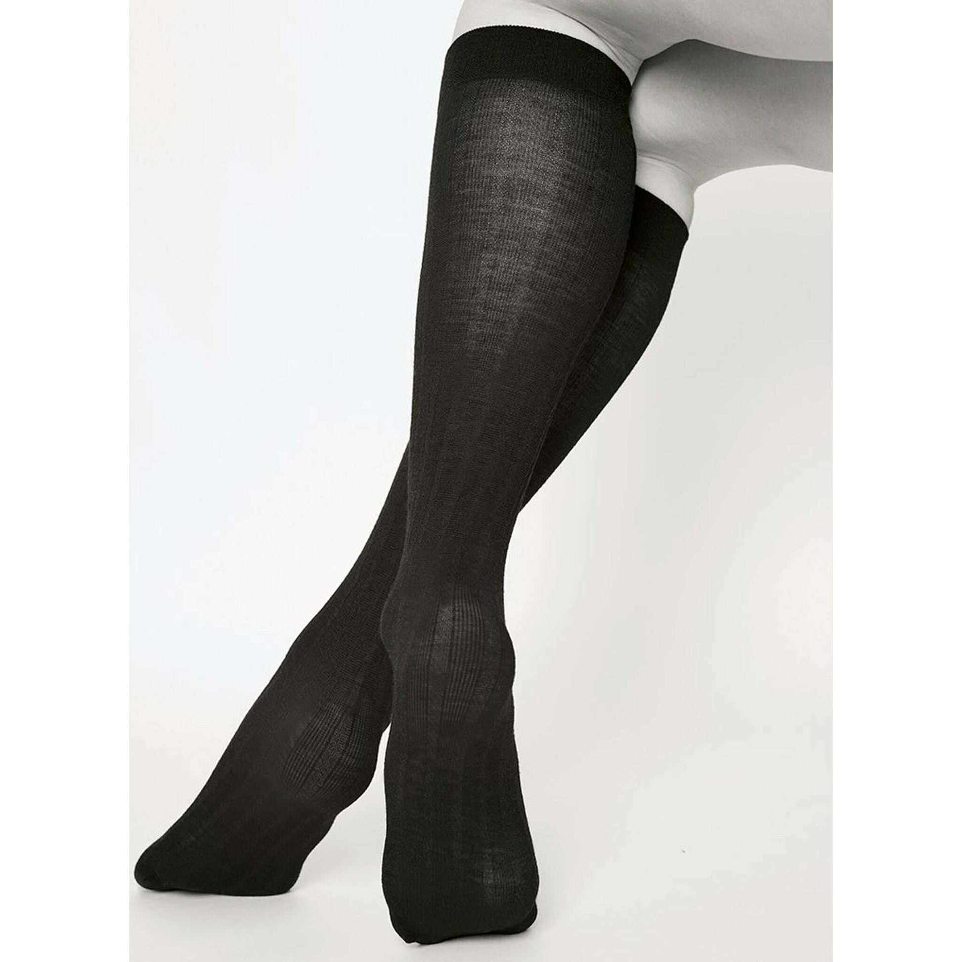 Knästrumpa Freja ekologisk merinoull svart,Knästrumpor,Swedish stockings,Formcraft 