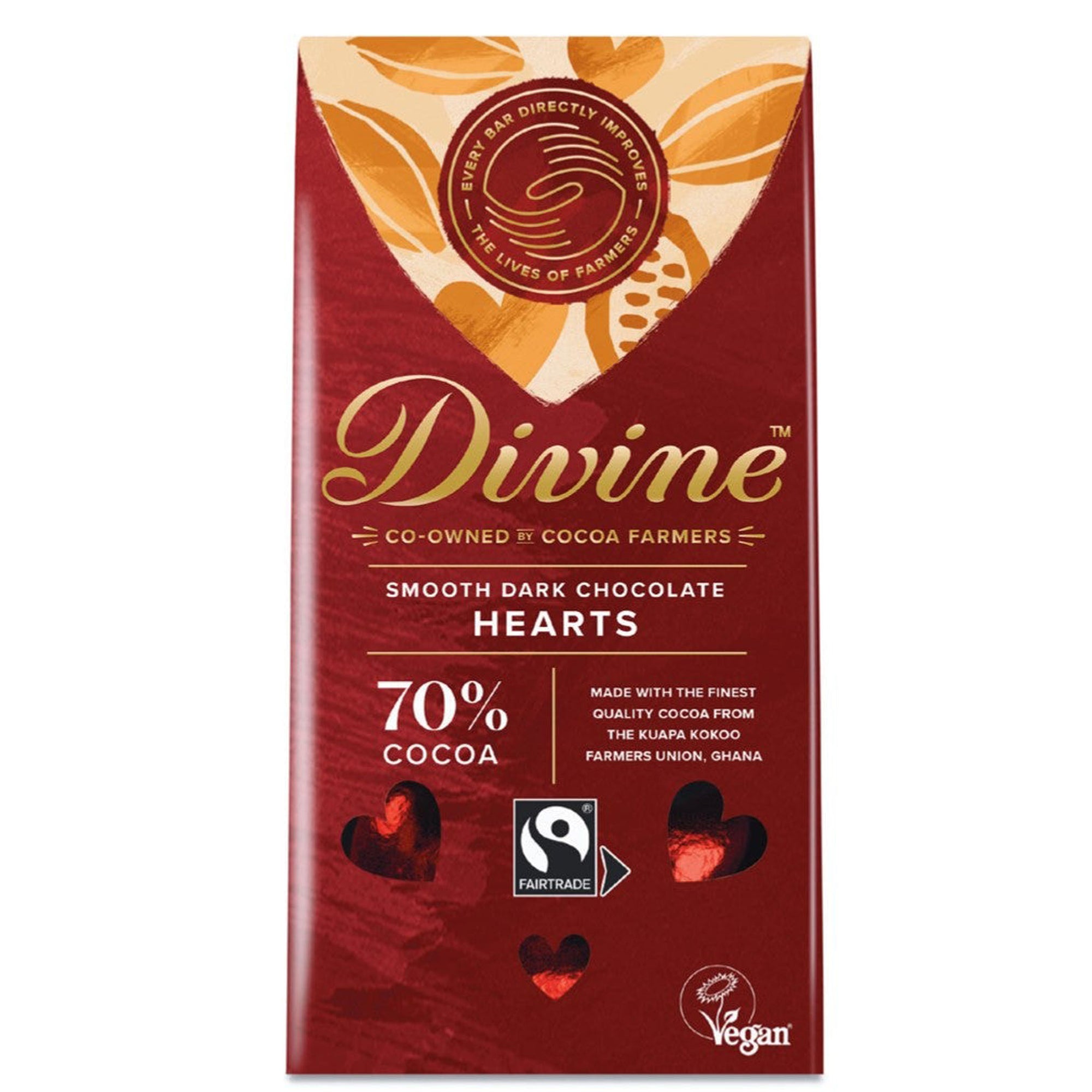 Chokladhjärtan - mörk 70% kakao. Fairtrade, Vegan