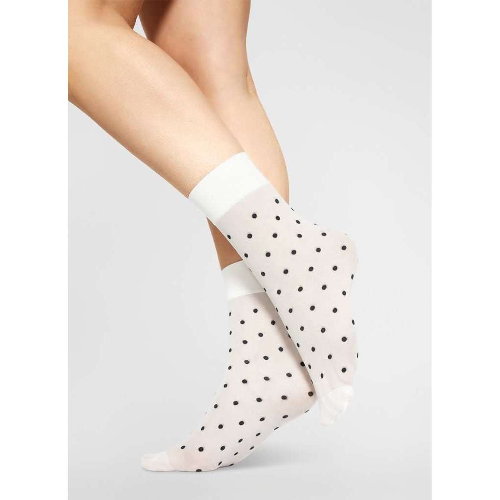 Socka Eva dot - Ivory / svart