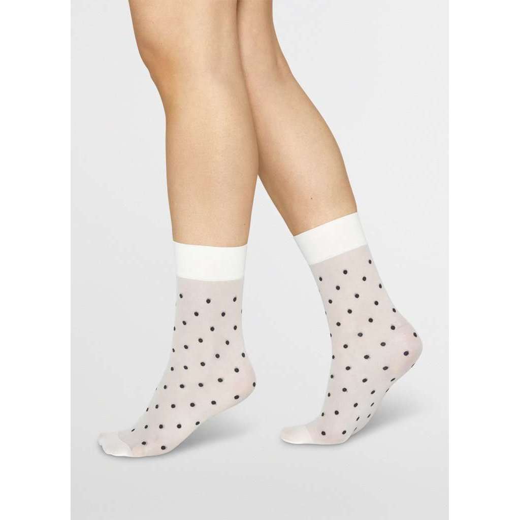 Socka Eva dot - Ivory / svart