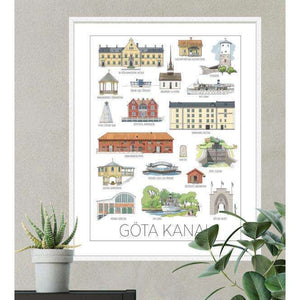 Göta kanals hus, poster / affisch 30x40 cm