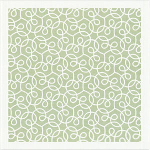 Liten duk / servett Lindblom grön/vit mönster. 35x35 cm. Ekologisk bomull