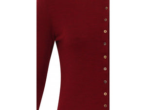 Ullklänning i 100 % ull, röd med knappar