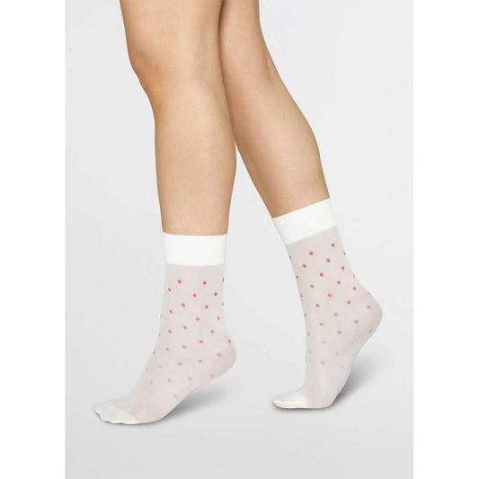 Socka Eva dot - Ivory / rosa