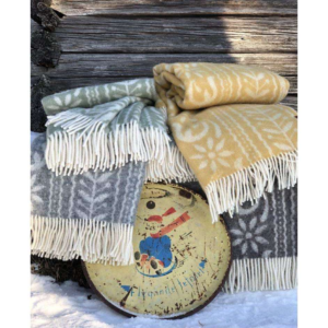 Pläd Anno 1862, ockra / gul. 100 % Ekologisk ull - Bild 3